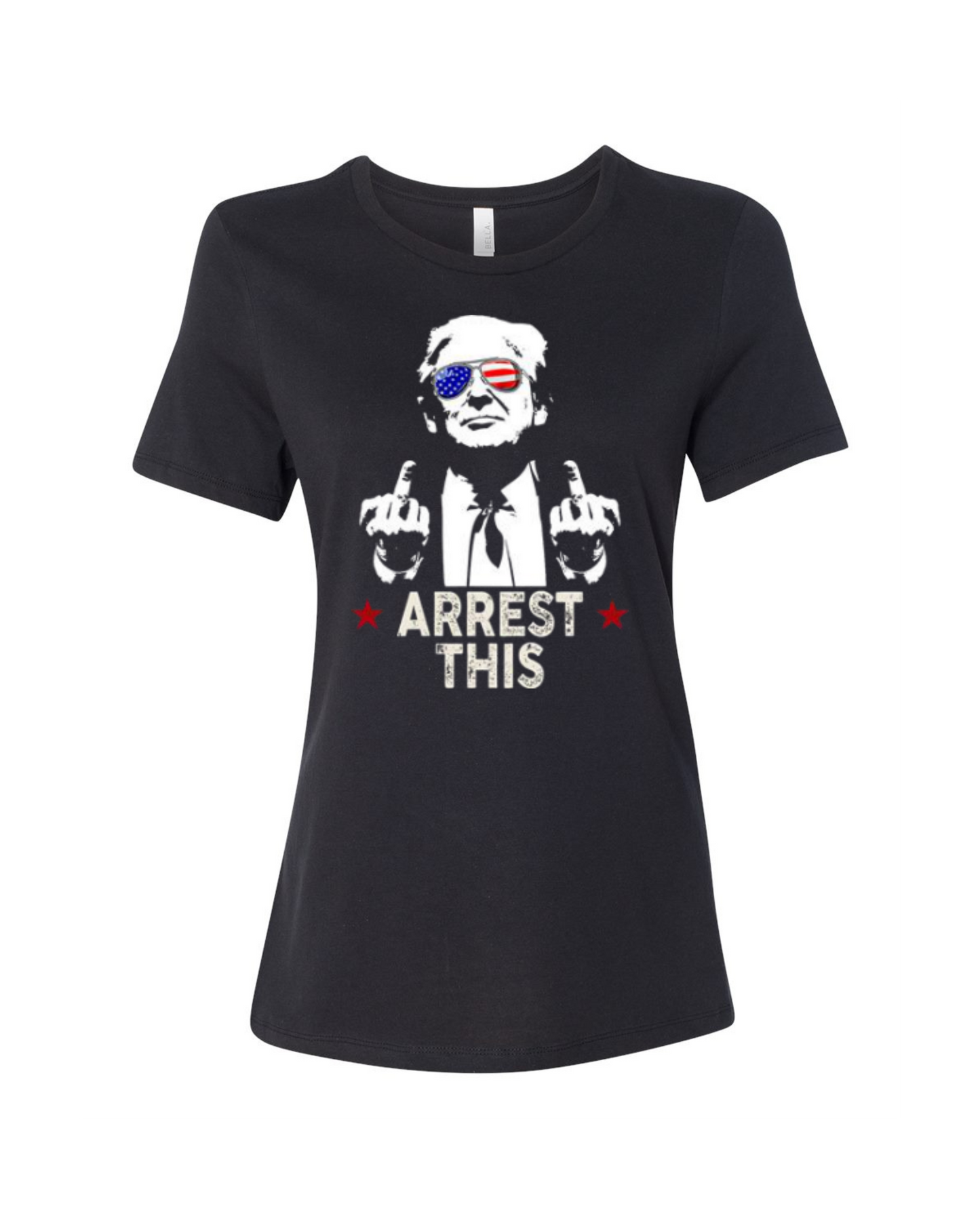 woman relaxed fit t-shirt trump arrest this